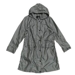 Rino & Pelle Women’s Size 14 Black White Gingham Plaid Jacket Hooded Zip Up  SHO